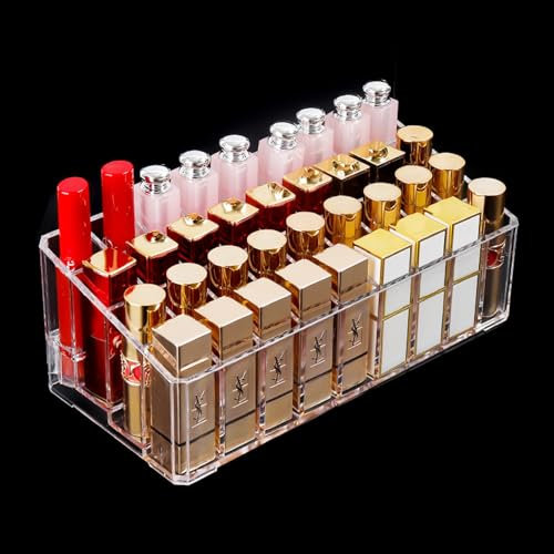 Ksvaye 36 Compartimento Organizador Pintalabios, Transparente Acrílico Soporte para Pintalabios para Lápices Labiales, Cepillos de Maquillaje, Brillo de Labios, Delineador (24.5 * 11 cm)