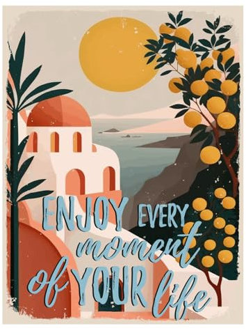 Placa de Pared Decorativa Colgante de Metal Frase Positiva-Mar. Adornos y Apliques. Cuadros. Verano. Regalos Originales. Decoración para el Hogar. 25 x 0,20 x 33 cm