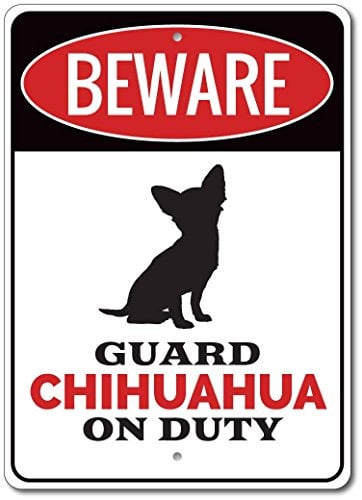 Biopracess Chihuahua Warning Sign Beware Dog Home Kennel Decor Metal Sign 8x12 inches