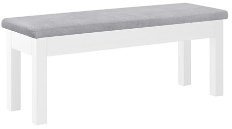 Erst-Holz Sitzbank Küchenbank Kiefer weiß massiv Holzbank Polsterbank 120x40, grau 90.71-39WP21