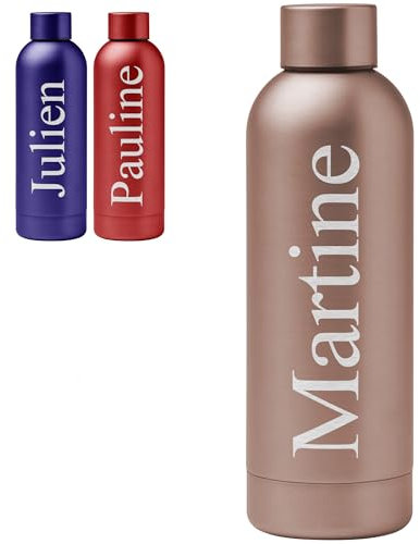 KDO MAGIC - Gourde Personnalisable - Bouteille personnalisée - Prénom gravé - 550 ml - Cadeau noël, Anniversaire, Homme, Femme (Rose)