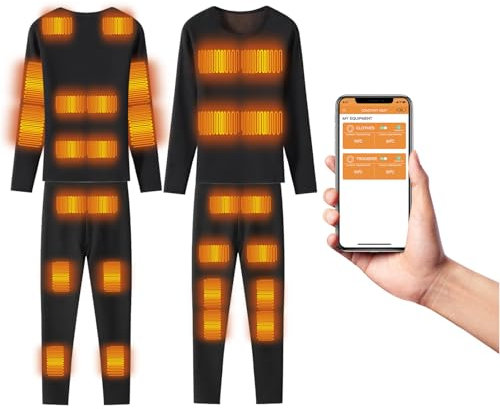 DriveNova Ropa Interior Calefactada, USB Eléctrico Conjunto de Ropa Interior Térmica Calefactables para Hombre y Mujer, Ropa Calefactable Lavable Camiseta Y Pantalón con 28 Zonas de Calefacción