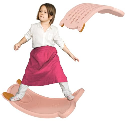 AIYAPLAY Balance Board Kids, Wobble Board Kids Seesaw Rock, Toddler Curved Balance Board for Balance Training & Sensory Play, Pink
