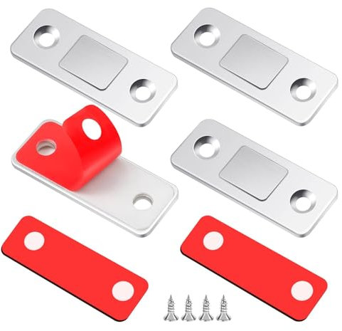 Magnetic Door Catch, 2 Pack Ultra Thin Cabinet Door Magnets Self Adhesive Magnetic Strips Cupboard Catches Magnet Latch Catch for Wardrobe Closet Cupboard Door Closing