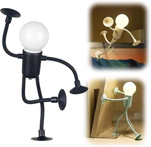 HOIDOKLY Veränderbare Form Lustiges Sportler Nachtlicht, DIY Form Nachtlichter, Saugnapf Biegbare Schreibtischlampe, Kreative Nachtlampe für Schlafzimmer Badezimmer Flur Küche Weihnachten (Schwarz)