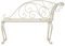 ULUYYUC Balkon Sitzbank Bierbank Bierzeltgarnitur Klein Picknickbank - Garten-Chaiselongue 128 cm Metall Antik Weiß für Innenhof Garten Parks Terrasse