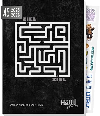 Häfft® Planer 2025/2026 A5 - Softcover Schülerkalender, Schülerplaner, Hausaufgabenheft, Schulplaner Labyrinth - nachhaltig & klimafreundlich