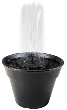 Pot de fleurs solaire - En plastique - 30 x 28 cm - Fontaine à pulvérisation et jeu d'eau d'extérieur - Fontaine de jardin - Pompe de jardin - Fontaine solaire - Noir