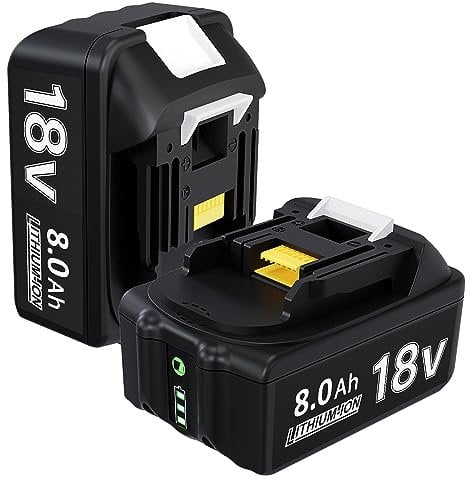 2 batterie agli ioni di litio da 18 V 8,0 Ah per Makita 8000 mAh BL1860B BL1860 BL1850 BL1850B BL1840B BL1840 BL1830B 194205-3 LXT-400 BL1830 con batteria per attrezzi a LED