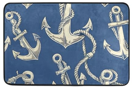 OWFKAY Doormat Welcome Door Mat,Nautical Anchors Ropes Pattern,Living Room Kitchen Floor Mat Home Indoor Outdoor Decoration 24X16INCH 60cmX40cm