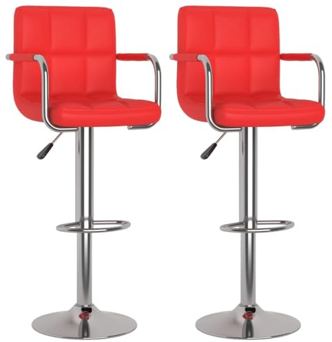 vidaXL Barhocker 2 STK. Rot Kunstleder