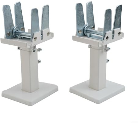 Steel Radiator Support Brackets Pair Adjustable Height 14-21cm, Sturdy Construction for Panel Radiators with Double Convectors