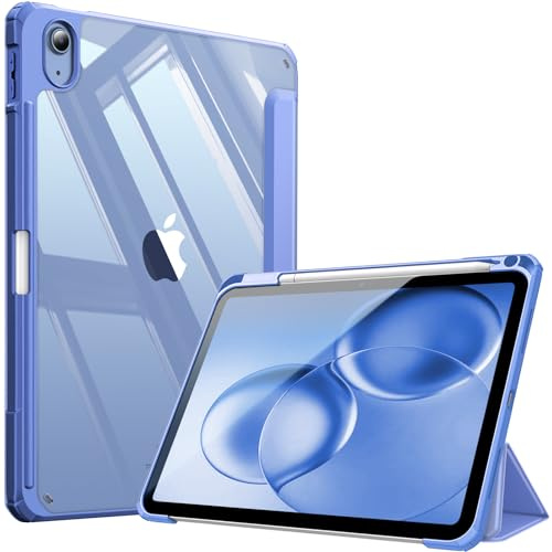Fintie Hybrid Hülle für iPad (A16) 11/10 Generation (2025/2022, 11/10.9) | Schlankes stoßfestes Schutzhülle mit Stifthalter, Transparente Hartschale, Standfunktion für Tippen & Ansehen, Ultramarin
