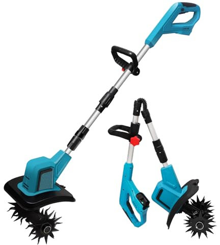 Motobineuse Électrique, 21V Motoculteur Électrique sans Fil, 360 RPM, 9In Tilling Width and 6.6In Depth, Moteur sans Balais, pour la pelouse, Le Jardinage et Le Travail du Sol