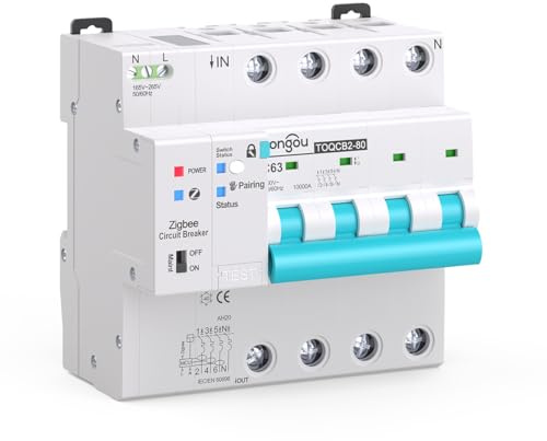 Zigbee Mini coupe-circuit intelligent 4P avec surveillance de l'énergie, contrôlé par l'application Tuya/Smart Life DIY TONGOU