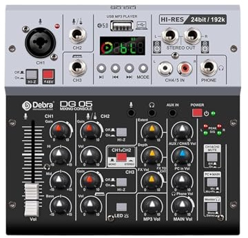 Audiomixer, DG05 24bit 192kHz Schnittstelle Soundkarte Studioqualität 5.0 BT for PC E-Gitarre Live-Aufnahme Gesang mit Überwachung