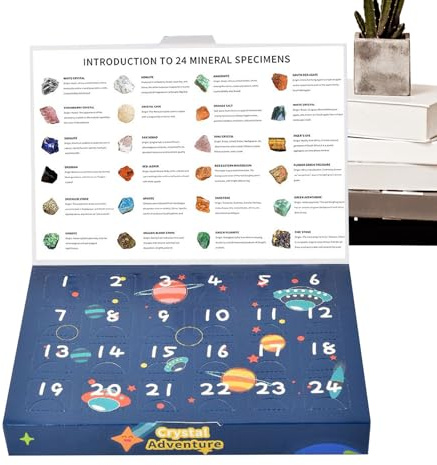 Hogvinnatil Weihnachts-Adventskalender | Adventskalender 2025 für Kinder mit 24 Edelsteinen, Adventsdetails für Erwachsene, Teenager, Geologiefans