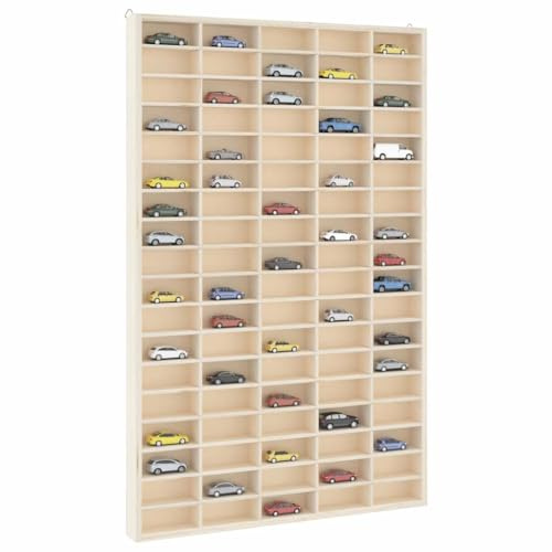 SKTQYQO Sammlervitrine aus Holz mit 90 Fächern zur Wandaufhängung 50,5 x 4,5 x 79 cm für die Organisation von Zuhause und kleinen Gegenständen – langlebiges Sperrholz, elegantes Design, montierbar