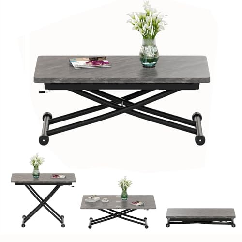 Höhenverstellbarer Ausziehbarer Couchtisch, 3-In-1 Multifunktionstisch Mit Rollen, Flexibel Als Esstisch Und Kaffeetisch Nutzbar,Grau