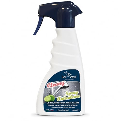 CLEANY Anticalcare, Fragranza Classico, Tecnologia Anti-Goccia, Elimina Fino Al 100% Di Calcare e Residui di Sapone Liquido, Multisurface per Vetri, Ceramica, 500ml
