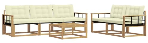 vidaXL Outdoor-Sofagarnitur 6 pcs Weiß und Creme 79 x 79 x 37 cm, Garten-Sofa, modernes Ecksofa, Robustes Loungemöbel, stilvolle Terrasse, Bequeme Sitzgruppe