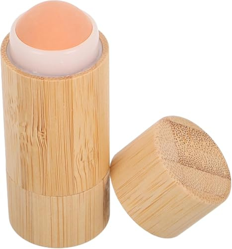 Oil Absorbing Volcanic Roller Facial Tool Bamboo Wood and Stone Material, Compact Removable Design for On-the-go and Home Use, Rounded Double Head Face Roller for Effective Oil Nice processing