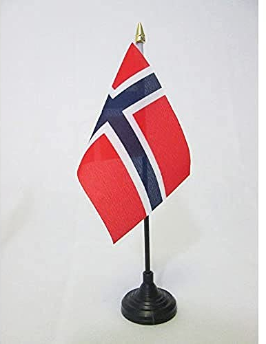 AZ FLAG - Tischflagge Norwegen - 15x10 cm Goldene Splitze - Norwegische Tischfahne 10 x 15 Cm - Flaggen