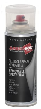 Ambro-Sol - Sprühfolie V406TO, Flüssiggummi Geeignet für Alle Nicht Porösen Oberflächen und Autokarosserie, Felgen Lackspray, Wiederverwendbare Weißblech-Sprühdose 400 ml - Transparent Matt