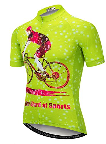 Radtrikot Reiten Herren Fahrrad Shirt Top Outdoor Sportbekleidung mit 3 Gesäßtaschen, Reiten Grün, 3X-Groß