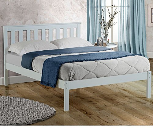 happybeds White Pine Wooden Bed, Denver Wood Shaker Bed - 4ft6 Double (135 x 190 cm) Frame Only