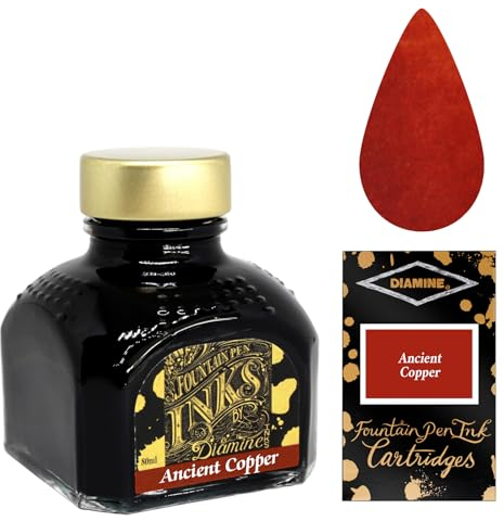 Diamine Füllfederhalter-Tintenflasche aus antikem Kupfer, 80 ml + 18 Tintenpatronen