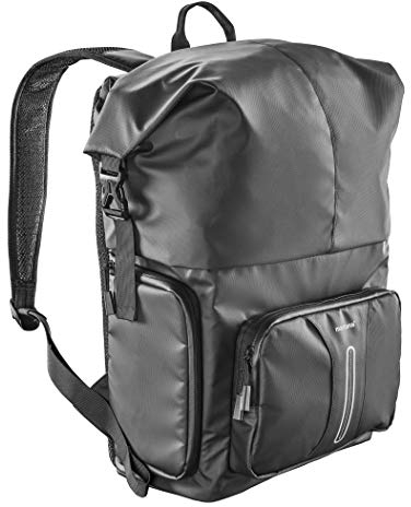 Mantona Kurier Fotorucksack – Schwarz – 210 x 340 x 450 mm – professioneller Outdoor Fotorucksack – Schnellzugriff, Einrollverschluss, viel Stauraum für für SLR DSLR Kameras & Zubehör, bis 15 Zoll