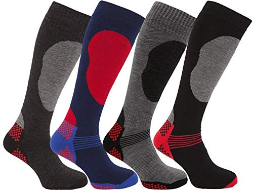 i-Smalls Boy`s 4 Pairs High Performance Ski Socks Long Hose Thermal Socks 9-12