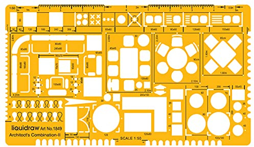 Liquidraw 1849 Maßstab 1:50 Zeichnungsschablone, orange/transparent