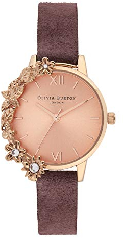 Olivia Burton Analog Quarzuhr für Damen mit Bordeaux Lederarmband - OB16CB21