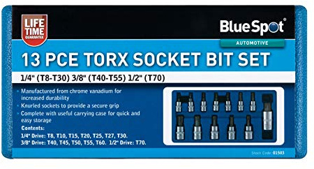 Blue Spot Tools Tools 01503 Torx Socket Bit Set (T8-T70)