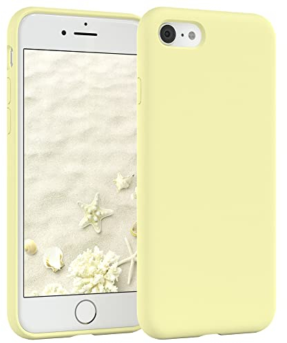 EAZY CASE Premium Silikon Handyhülle kompatibel mit iPhone SE (2022/2020) / iPhone 8/7, Slimcover mit Kameraschutz und Innenfutter, Silikonhülle, Schutzhülle, Bumper, Handy Case, Softcase, Blass Gelb