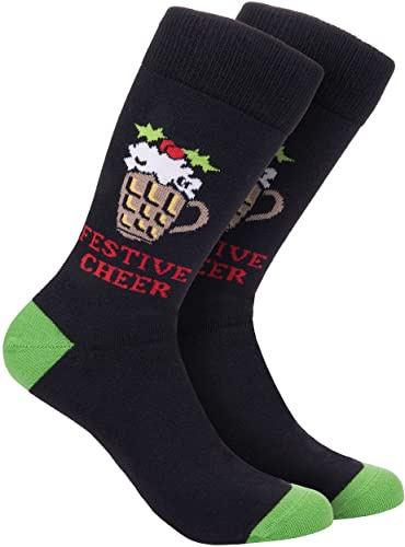 BRUBAKER Herren Weihnachtssocken - Lustige Socken mit Weihnachtsmotiven | Bunte Kuschelsocken für die Weihnachtszeit Baumwolle - Männer Crew Socks Geschenk Weihnachten - One Size EU 41-45