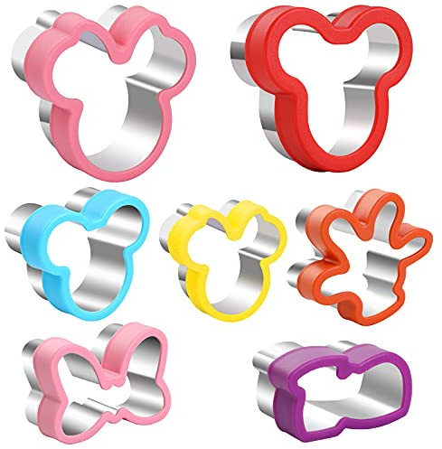 Mickey Cookie Cutter set, Mickey Head, Minnie head, Glove, Shoe, Bows Shapes Sandwich Cutters Cookie Cutters -Food Grade Cookie Cutter Mold for Kids (7Pack)