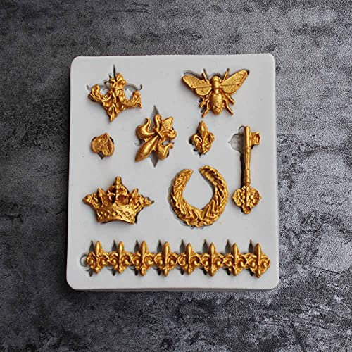 Zittop Moule en silicone 3D en forme de couronne de fleur de lys et de papillon pour faire du chocolat, des bonbons, des desserts, des glaçons