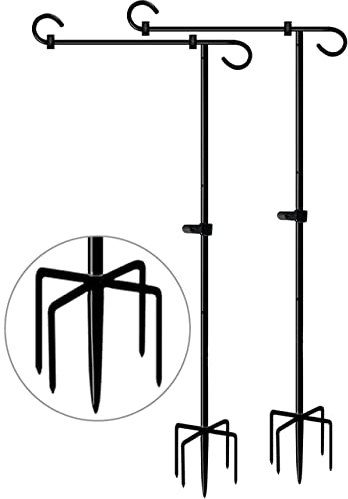 Koutemie Extra hohe Gartenflaggenständer, Stange, mit 5 Zinken, für 30,5 x 45,7 cm Außenfahnen, Dekoration, Mattschwarz, 2 Packungen