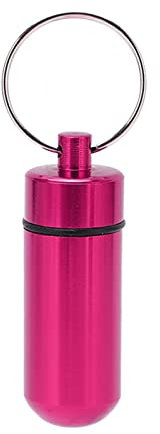 Aluminum Metal Pill Box Case Organizer with Keychain,Mini Pill Box, Portable Waterproof Moistureproof Medicine Bottle, Medicine Vitamin Holder case for Outdoor Camping Hiking Traveling (Pink)