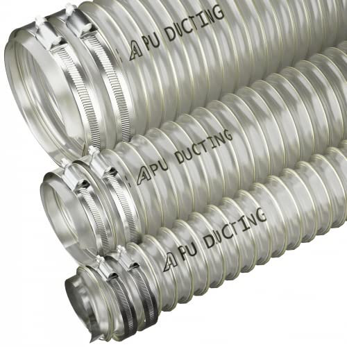 Conduit flexible en polyuréthane de 150 mm de diamètre pour extraction de poussière et de fumée, travail du bois + colliers de serrage – 2 mètres