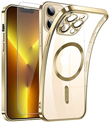 Clear Magnetisch für iPhone 13 Pro Hülle mit MagSafe [Original iPhone Äußere] [Kameraschutz Eingebaut] Durchsichtig Silikon Case Ultra Dünn [Niemals Gelb] Handyhülle Anti Fingerabdruck Kratzfeste