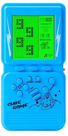 CZT New Retro Block game console green backlight large screen more convenient for playing games classic nostalgia puzzle built-in 999 in 1 brick game children's gift (Blue)