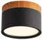 Schindora LED-Deckenleuchte, Holzdekor-Aufbaustrahler, Mini-Deckenleuchte, rund, schwarz, warmweiß 3000 K, 12 W.