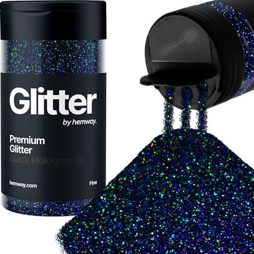 Hemway Noir Holographique Paillettes Fine 130g/4.6oz Poudre Résine Métallique Artisanat Paillettes Paillettes Paillettes Pour Gobelets Epoxy, Cheveux Visage Corps Oeil Nail Art Festival