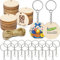 Crocowood 75 Stk Runde Holzscheiben Set: 50 Holzkreise 4cm + 25 Schlüsselanhänger - Blanko Holzplättchen Rund Holz Anhänger - Unfertige Holzanhänger Holzscheiben zum Basteln als Hängende Dekoration