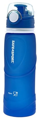SAFE4SPORT Botella de agua azul - botella de agua plegable de silicona 750 ml - botella de agua enrollable grande