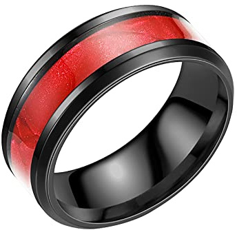 Generisch Ringe Teenager Jungs Bunte -Stahl-Ring für Modeverlobungen Paar Schwarze Ringe Herren (Red #1, 6)